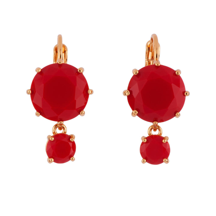 Les Nereides La Diamantine 2 Round Stones Vermillion Red Earrings | AFLD1261 