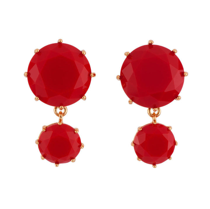 Les Nereides La Diamantine 2 Round Stones Vermillion Red Earrings | AFLD1371 
