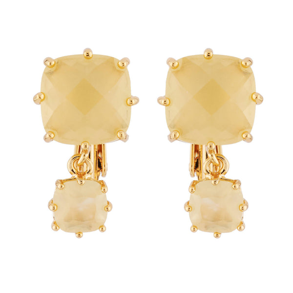Les Nereides La Diamantine 2 Square Stones Citrine Earrings | AHLD138C/1 