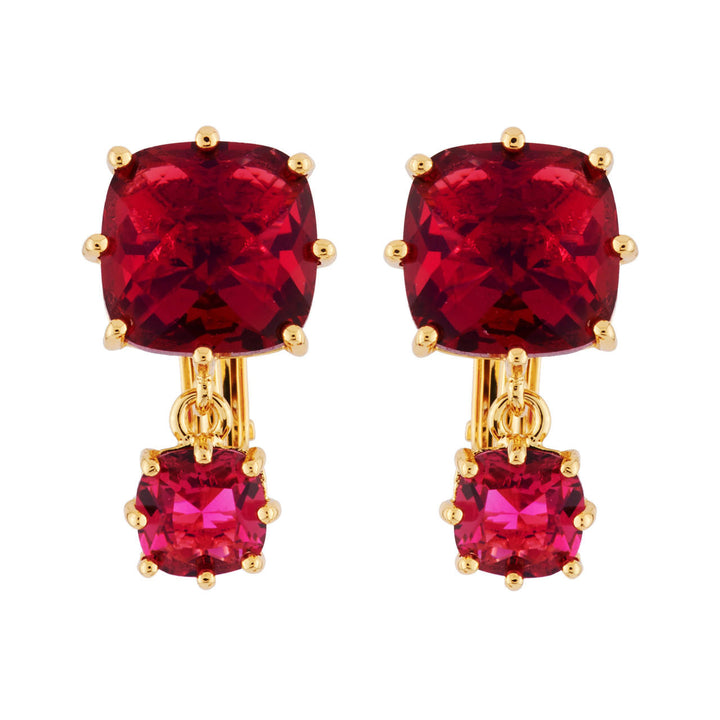 Les Nereides La Diamantine 2 Square Stones Grenadine Earrings | AHLD138C/2 