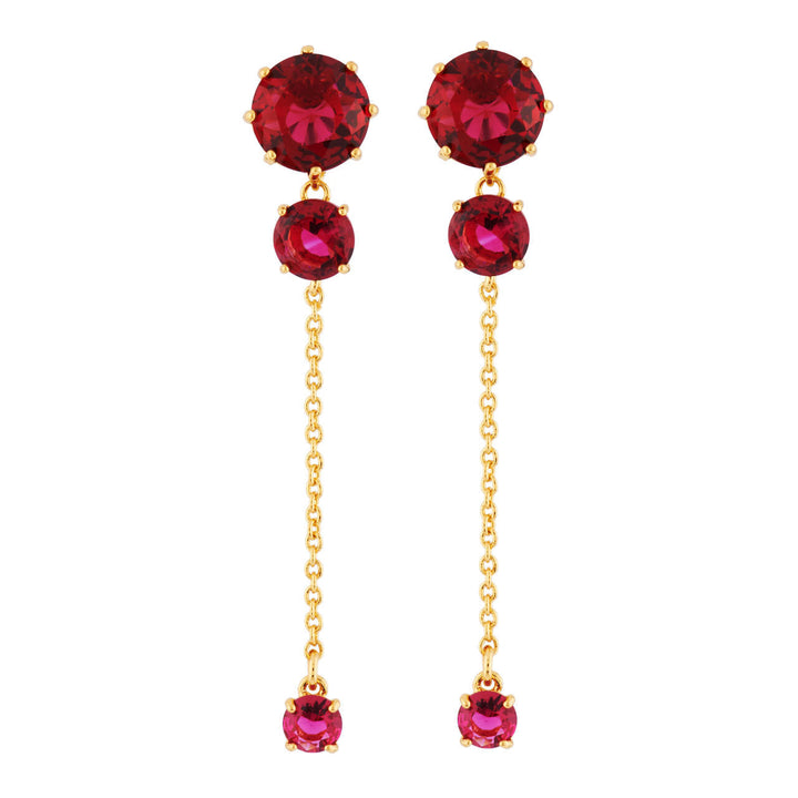 Les Nereides La Diamantine 3 Stones And Chain Grenadine Earrings | AHLD1412 