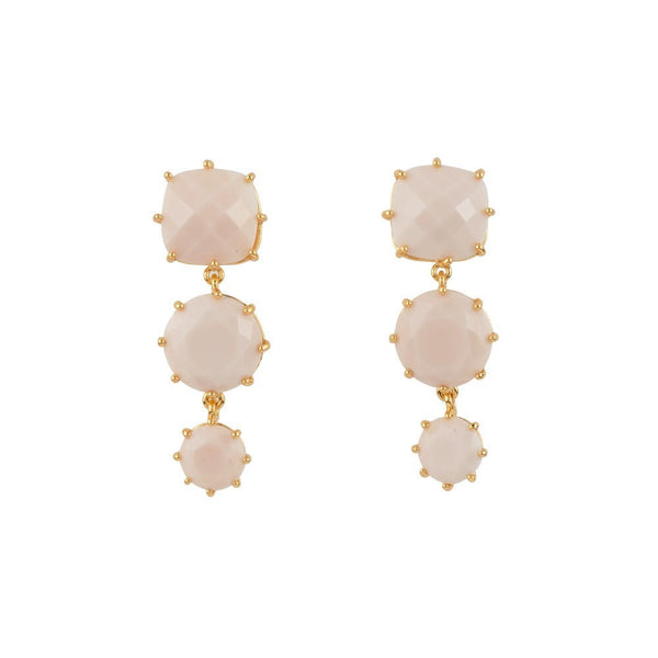 Les Nereides La Diamantine 3 Stones Beige Rose Earrings | ADLD1361 