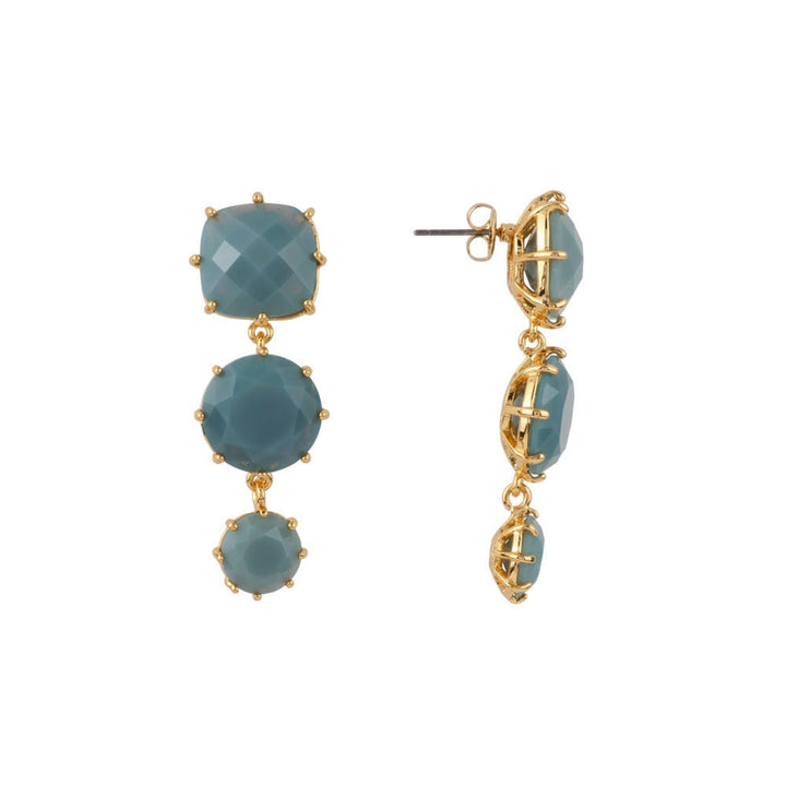 Les Nereides La Diamantine 3 Stones Blue Grey Earrings | ADLD1362 