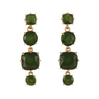 Les Nereides La Diamantine 4 Stones Forest Green Earrings | AELD1201 