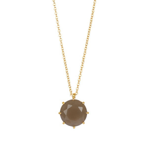 Les Nereides La Diamantine Round Stone Taupe Grey Necklace | AALD3332 