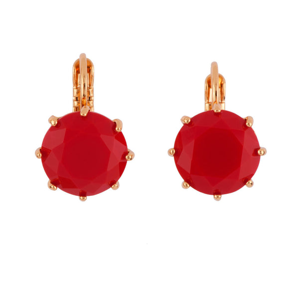 Les Nereides La Diamantine Round Stone Vermillion Red Earrings | AFLD118C/1 