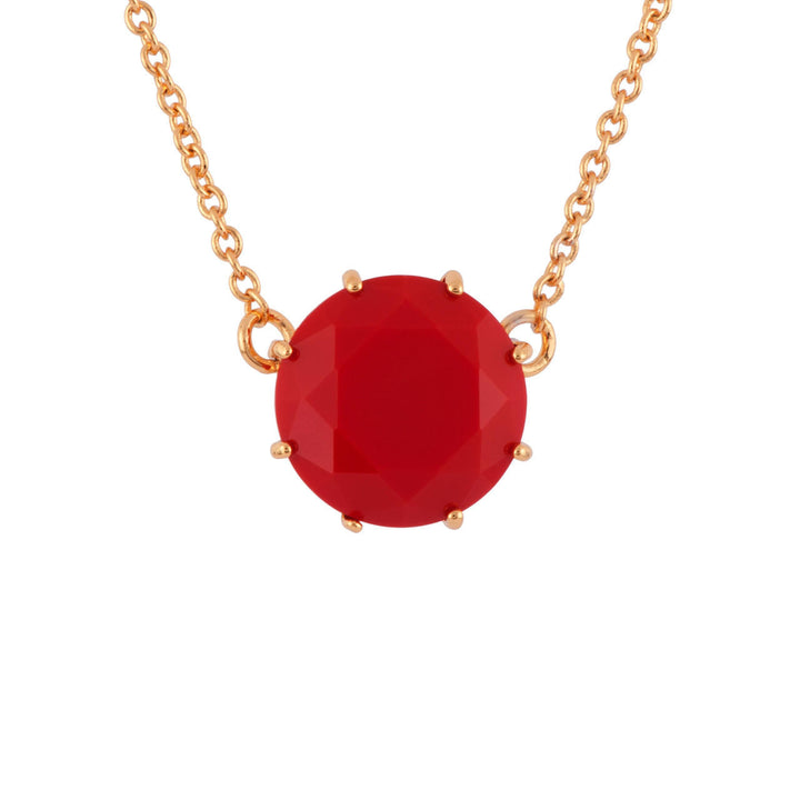 Les Nereides La Diamantine Round Stone Vermillion Red Necklace | AFLD3011 