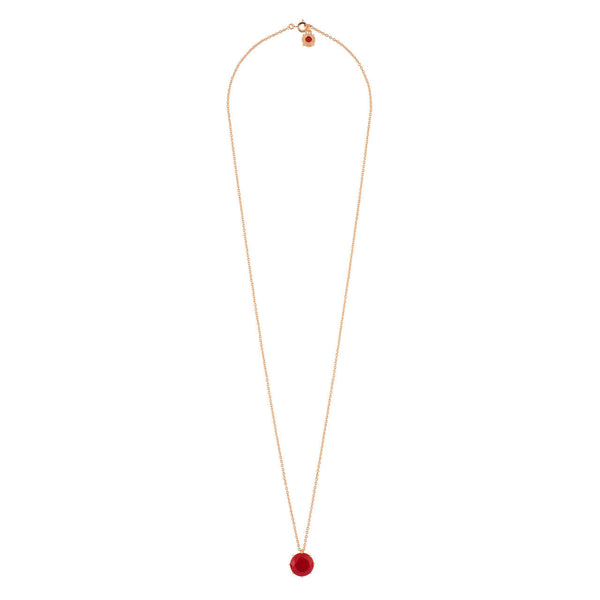 Les Nereides La Diamantine Round Stone Vermillion Red Necklace | AFLD3331 