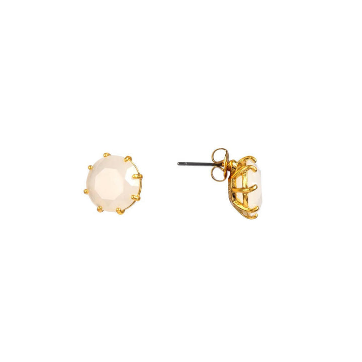 Les Nereides La Diamantine Round Stone White Earrings | ABLD1182 