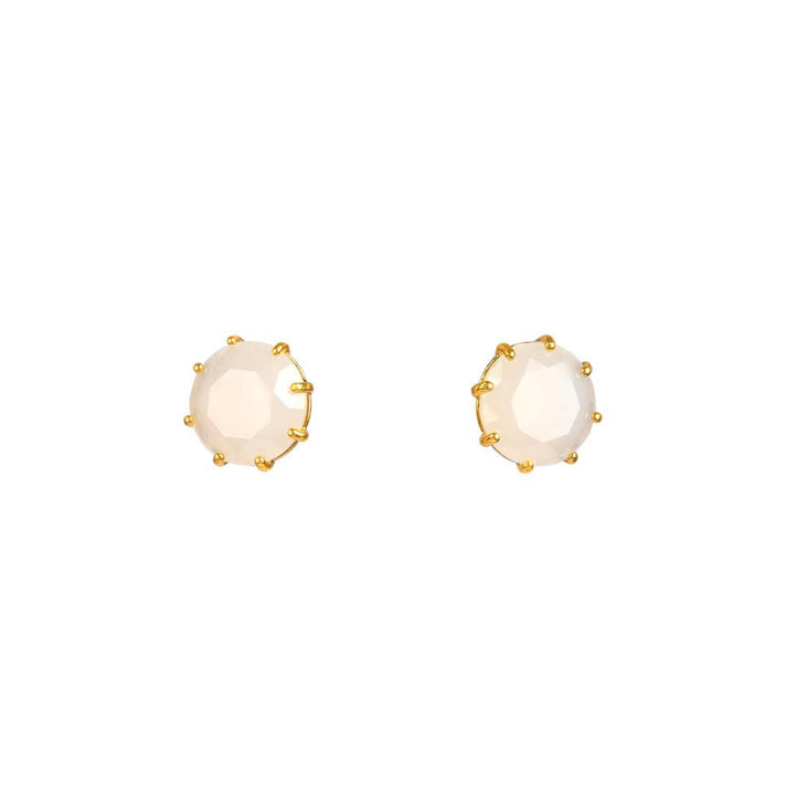 Les Nereides La Diamantine Round Stone White Earrings | ABLD1182 