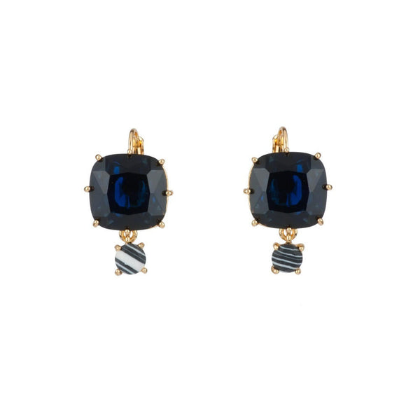 Les Nereides La Diamantine Speciale 2 Stones Blue & Black Marble Earrings | ADLDS144C/1 