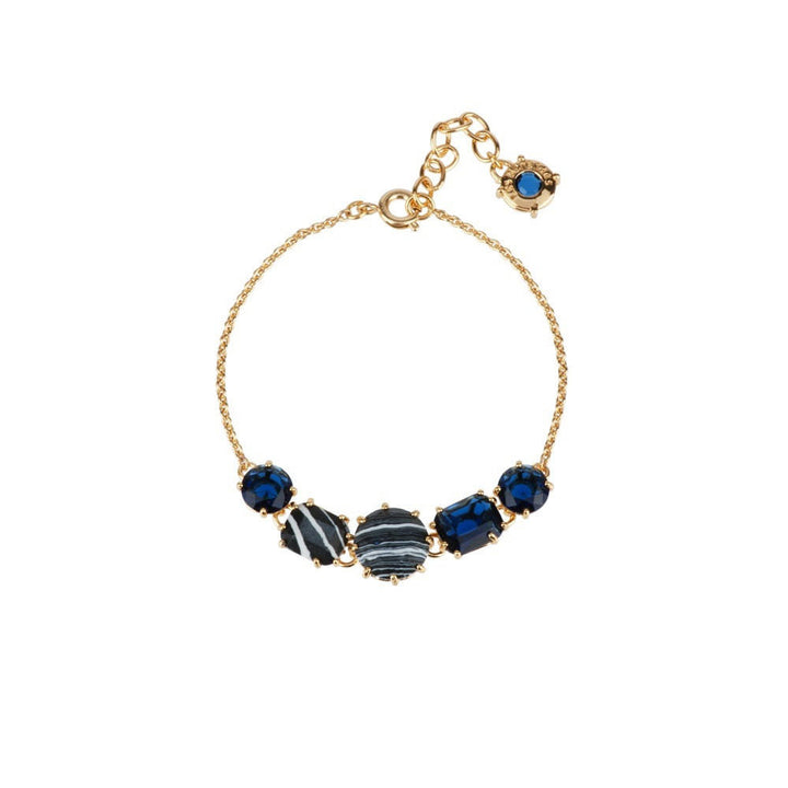 Les Nereides La Diamantine Speciale 5 Stones Blue & Black Marble Bracelet | ADLDS2511 