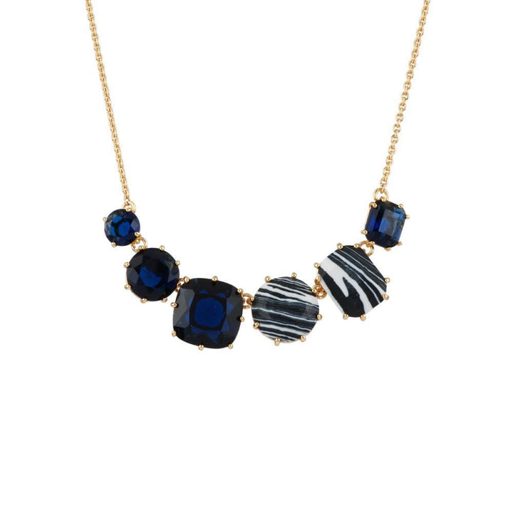 Les Nereides La Diamantine Speciale 6 Stones Blue & Black Marble Necklace | ADLDS3521 