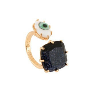 Les Nereides La Diamantine Speciale Glitter Dark Blue Crystal Stone & Eye Rings | AELDS616/11 