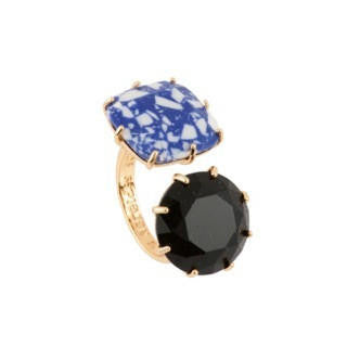 Les Nereides La Diamantine Speciale Marbled Stone & Glitter Blue Crystal Stone Rings | AELDS611/11 