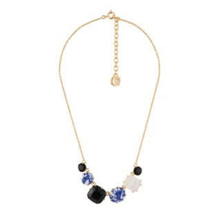 Les Nereides La Diamantine Speciale Marbled Stones, Glitter Blue Crystal Stones & White Opal Sto Necklace | AELDS3522 