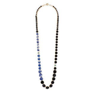 Les Nereides La Diamantine Speciale Marbled Stones, Glitter Blue Crystal Stones & White Opal Stone Necklace | AELDS3192 