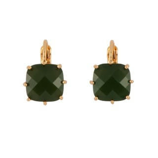 Les Nereides La Diamantine Square Stone Forest Green Earrings | AELD1011 
