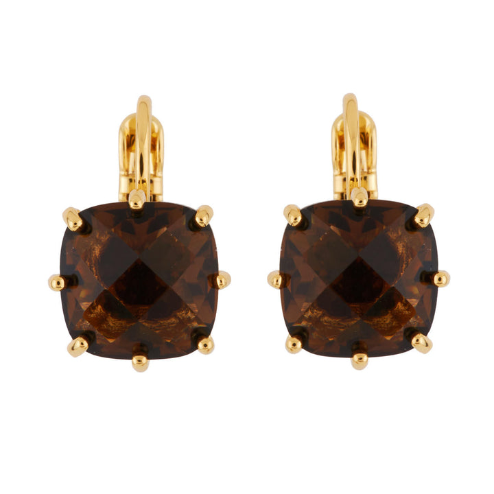 Les Nereides La Diamantine Square Stone Smoky Quartz Earrings | AGLD1012 