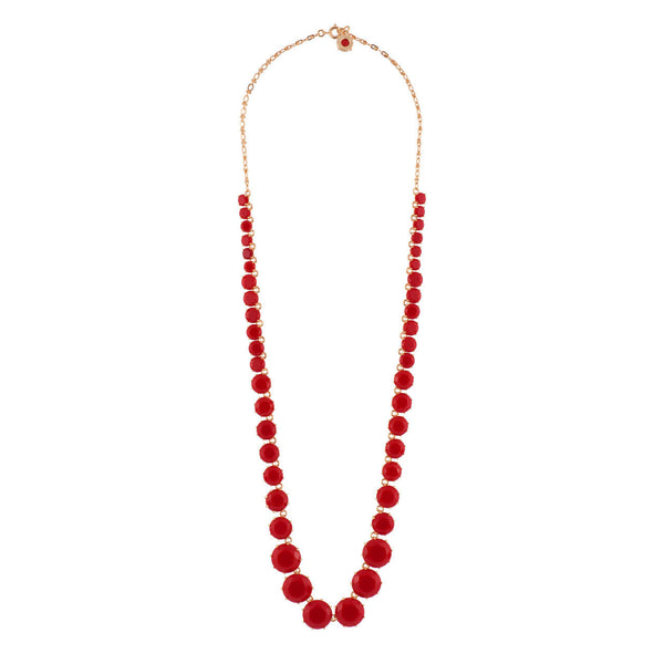 Les Nereides La Diamantine Stones And Chain Vermillion Red Necklace | AFLD3511 