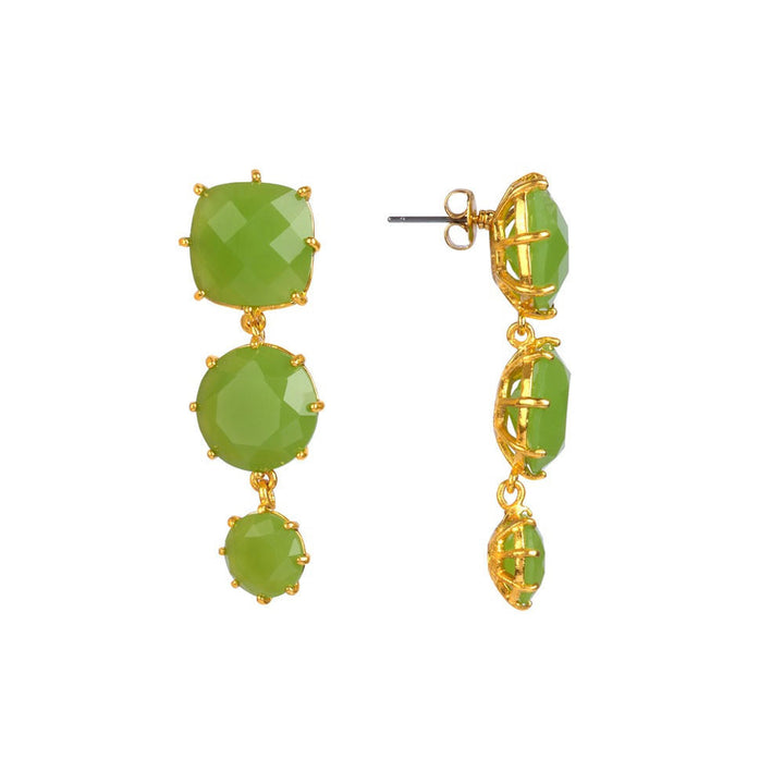 Les Nereides La Diamantine Three Stones Green Earrings | ABLD1361 