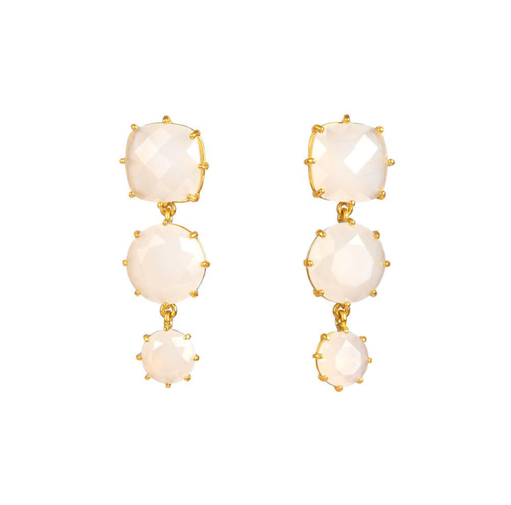 Les Nereides La Diamantine Three Stones White Earrings | ABLD1362 