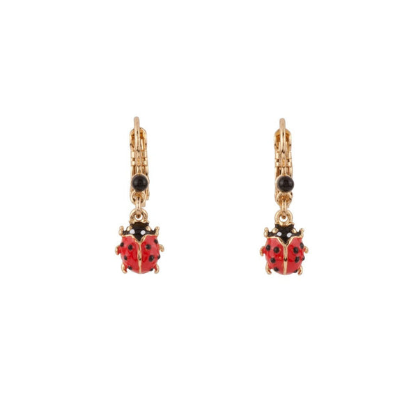 Les Nereides Lady Bird Ladybird And Black Bead Earrings | ADLB1021 