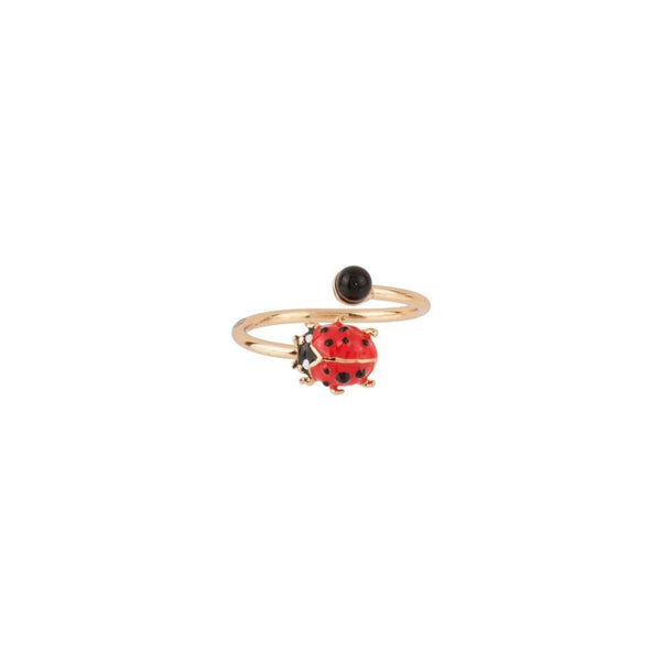 Les Nereides Lady Bird Ladybird And Black Bead Rings | ADLB6021 