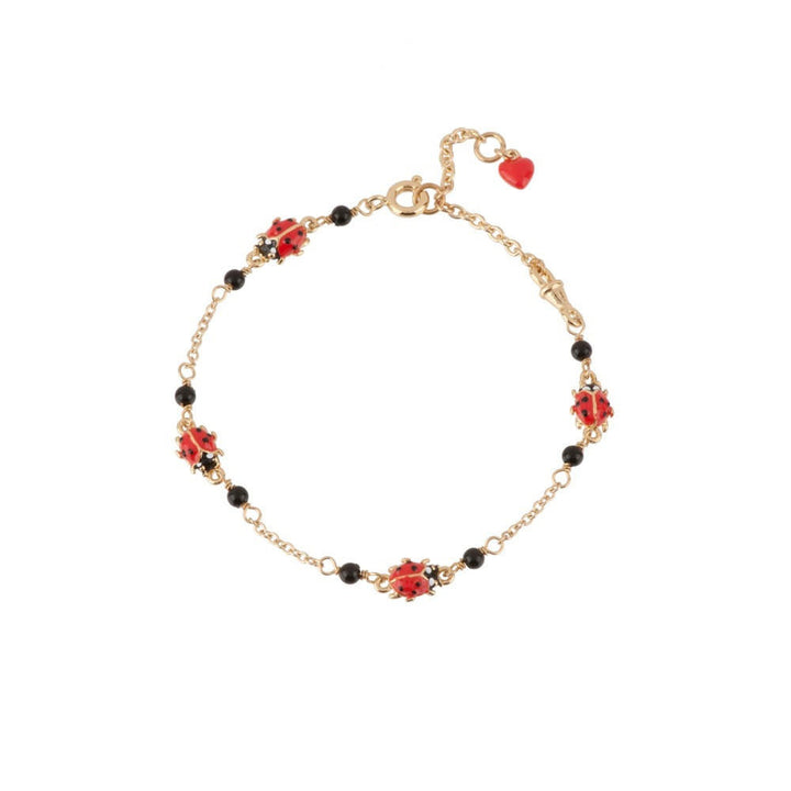 Les Nereides Lady Bird Ladybirds And Black Beads Bracelet | ADLB2031 