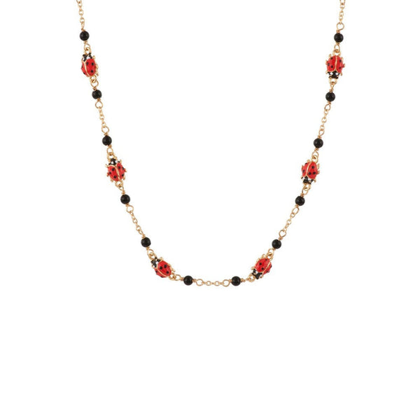 Les Nereides Lady Bird Ladybirds And Black Beads Necklace | ADLB3011 