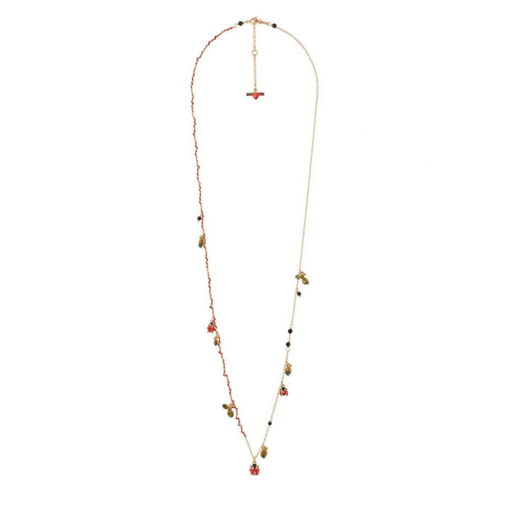 Les Nereides Lady Bird Ladybirds And Leaves On Threaded Chain Necklace | ADLB3051 