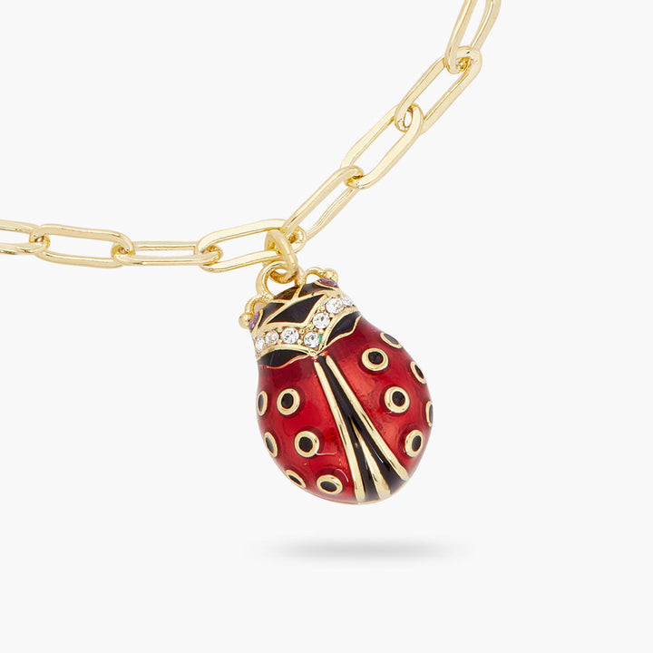 Les Nereides Ladybird And Faceted Crystal Rectangle Link Chain Bracelet | ARAM2011 