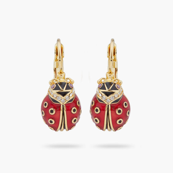 Les Nereides Ladybird And Faceted Crystal Sleeper Earrings | ARAM1011 