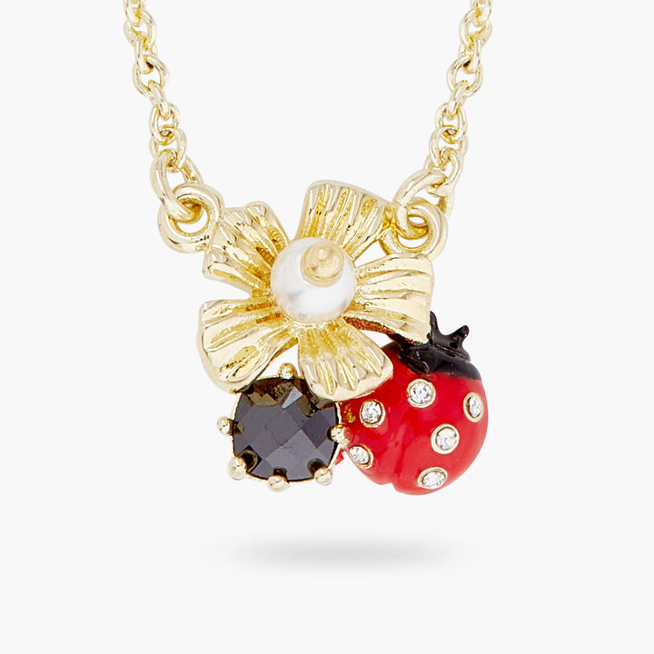 Les Nereides Ladybird Foraging An Anemone With Faceted CrystalPendant Necklace | ARLP3021 
