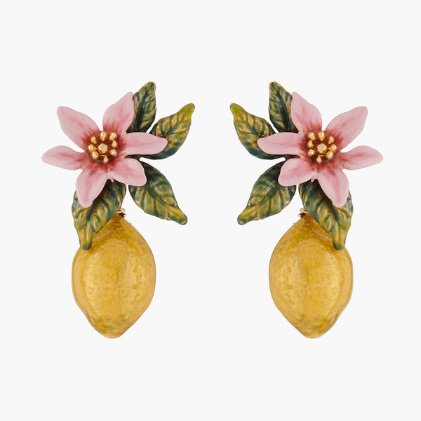 Royal Gardens Strawberry and White Flower Post Earrings  Les Néréides