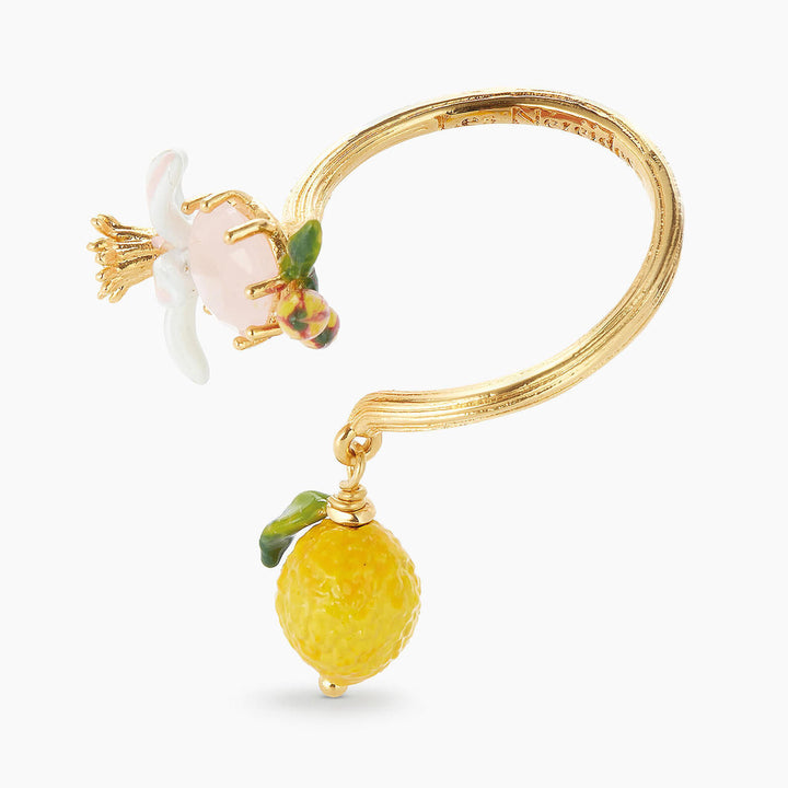 Les Nereides Lemon, Flower And Faceted Crystal Adjustable Ring | APMI6011 