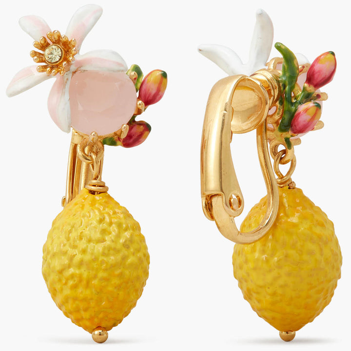 Les Nereides Lemon, Flower And Faceted Crystal Earrings | APMI1011 