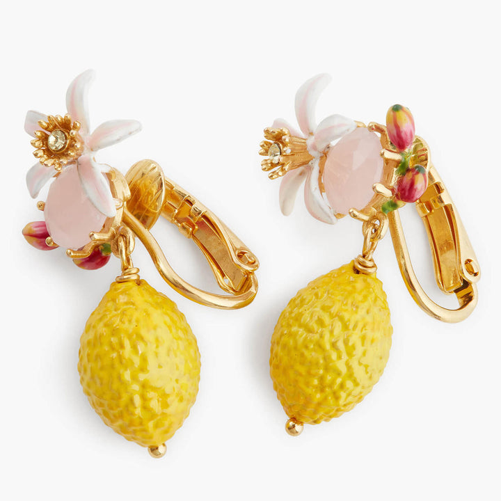 Les Nereides Lemon, Flower And Faceted Crystal Earrings | APMI1011 
