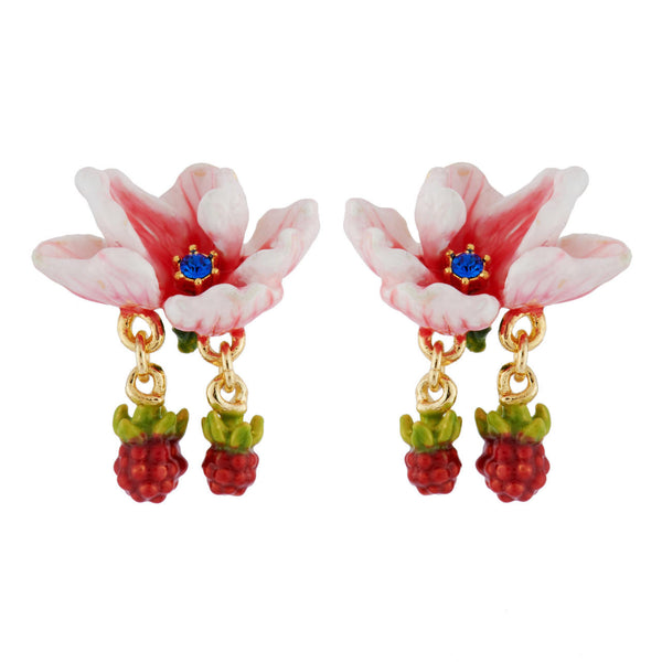 Les Nereides Light Pink Flower And Small Blackberries Earrings | AHPV1141 
