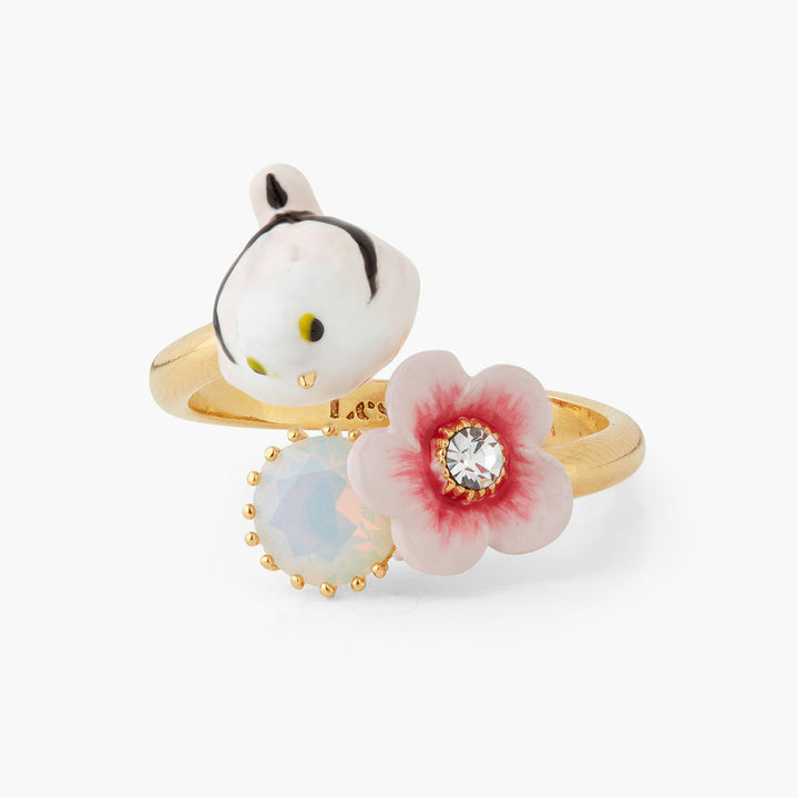 Les Nereides Long-tailed titmouse and rose hip adjustable ring | AQLA6021 