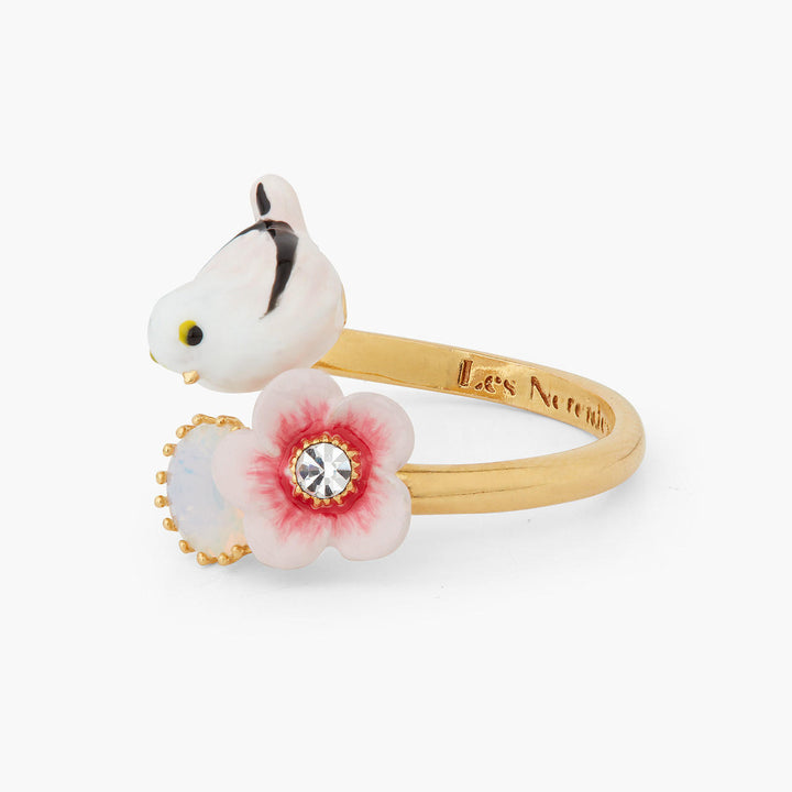 Les Nereides Long-tailed titmouse and rose hip adjustable ring | AQLA6021 