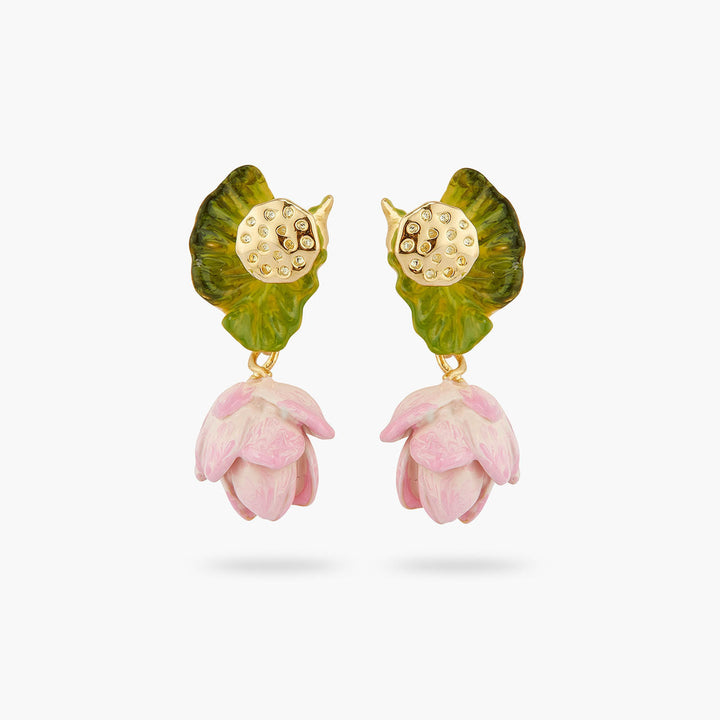 Les Nereides Lotus Flower And Water Lily Earrings | AQEL1091