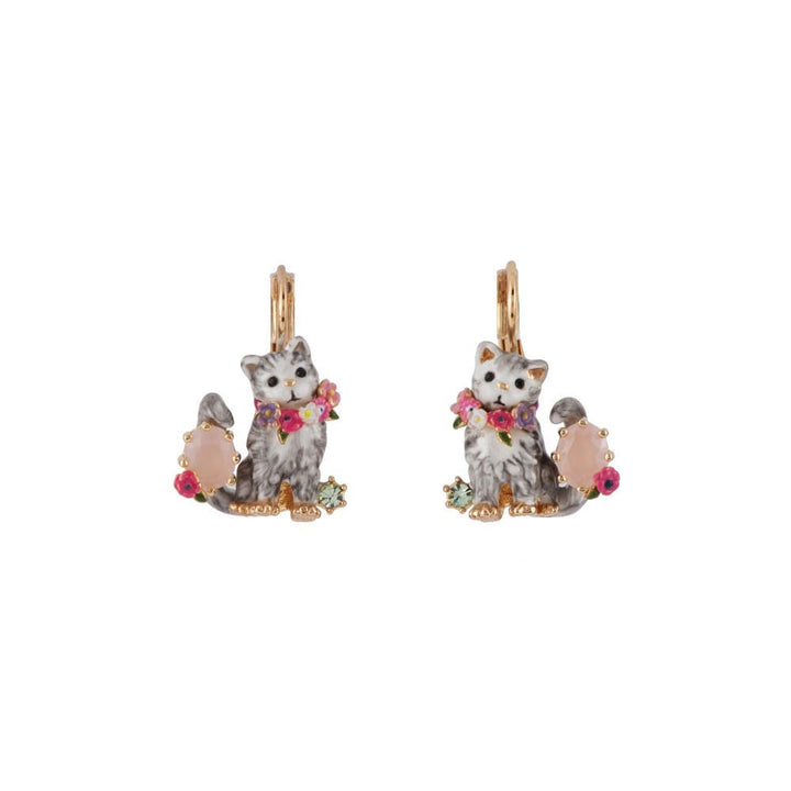  Les Nereides Loves Animals Cat & Pink Stone Cat Earrings | ADLA102D/1 