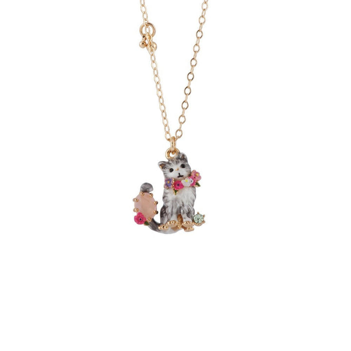  Les Nereides Loves Animals Cat & Pink Stone Cat Necklace | ADLA3041 