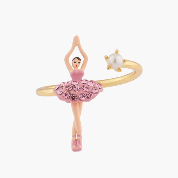 Les Nereides Mini Ballerina And Pink Crystals Tutu Adjustable Rings | AKMDD601 