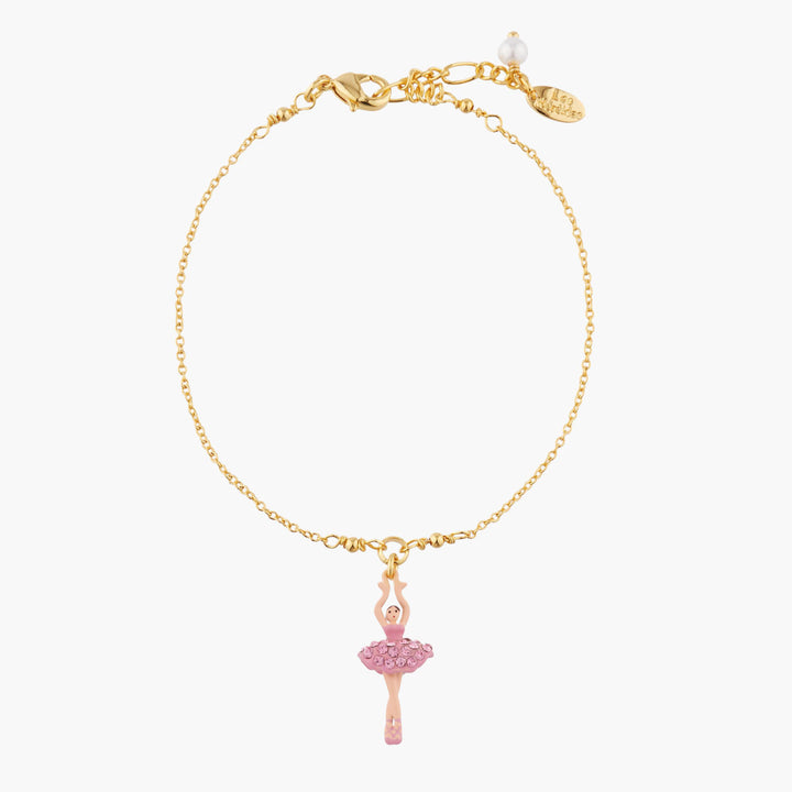 Les Nereides Mini Ballerina And Pink Crystals Tutu Chain Bracelet | AKMDD201 