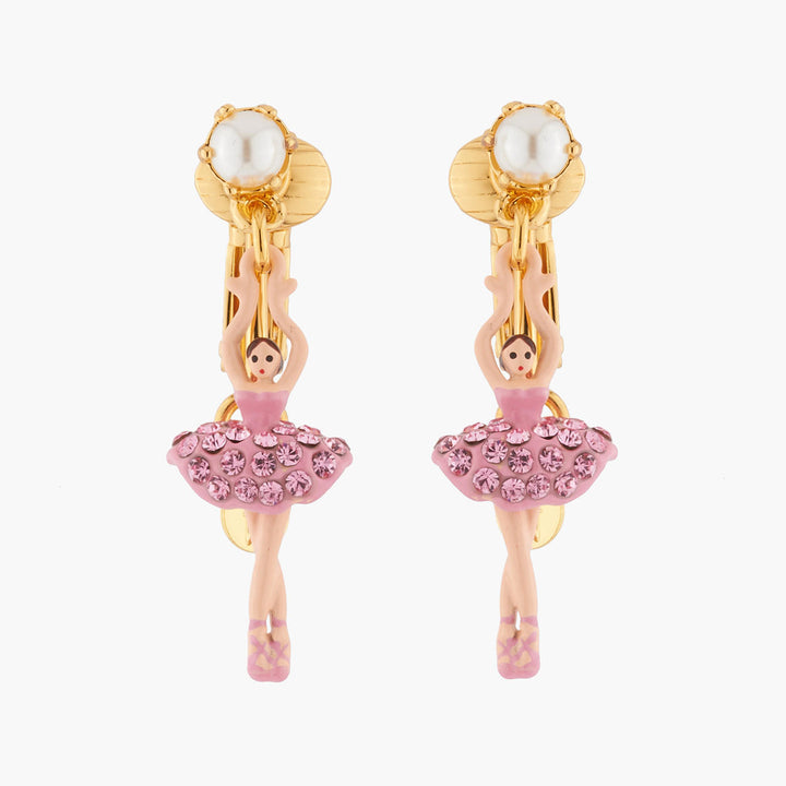 Les Nereides Mini Ballerina And Pink Crystals Tutu Earrings | AKMDD101C 