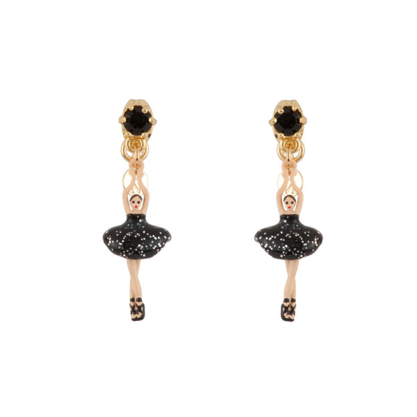 Les Nereides Mini Pas de Deux Mini Ballerina Black Earrings | AEMDD1015 