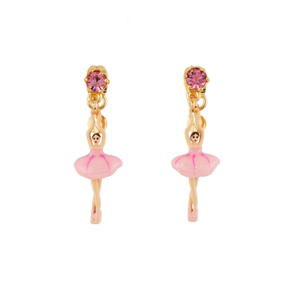 Les Nereides Mini Pas de Deux Mini Ballerina Pink Earrings | AEMDD1012 