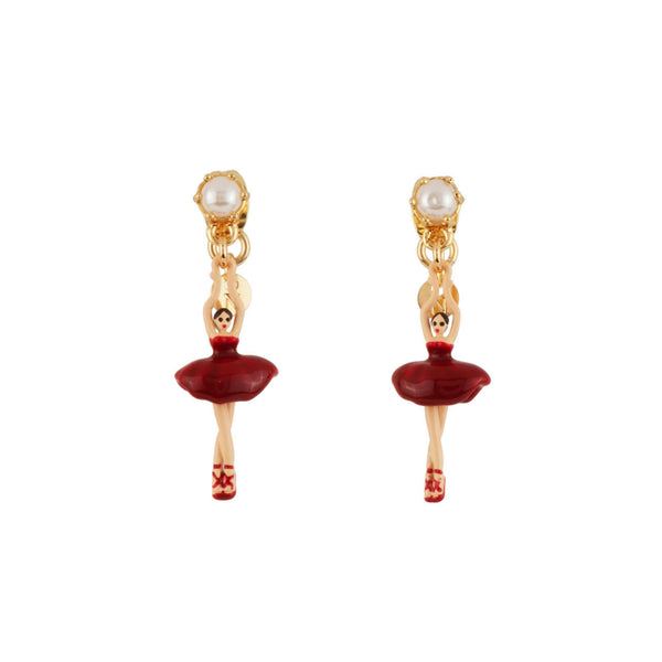 Les Nereides Mini Pas de Deux Mini Ballerina Red Earrings | AEMDD1016 